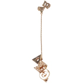 J A Cooper 14K with Seed Pearls "Alpha" Pin 2.4 dwt ; 7/8 in. x 1/2 in.; 1/2 in. x 3/8 in. , chain 2