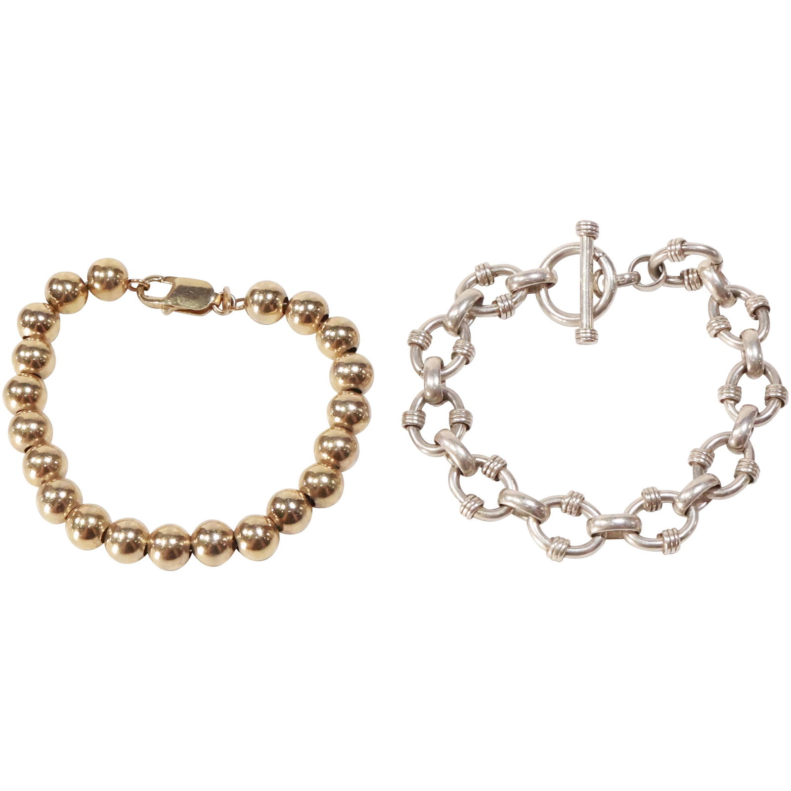 2 Sterling Silver Bracelets 43.6 grams, .925 Italy Ball Bracelet & .925 Oval Links Bracelet (1 of 14)