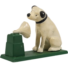 Novelty " Nipper the RCA Victor/Victrola Dog & Phonograph" Cast Iron Coin Bank in Original Paint