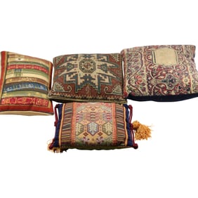 4 Assorted KILIM WOOL PILLOWS, Geometric Patterns - SEE PICTURES