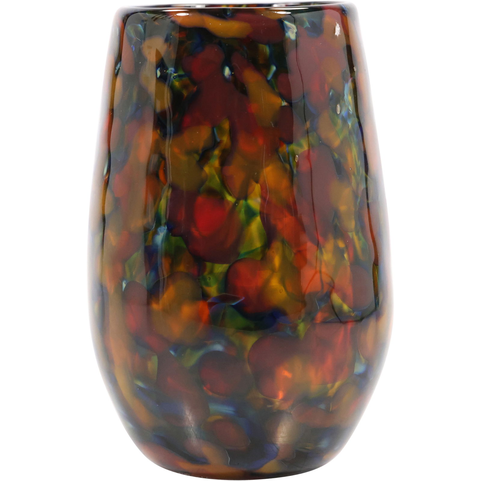Artist Signed Studio Art Glass Vase Amber with Multi Colors 6 in. height x 3 in. wide (1 of 12)