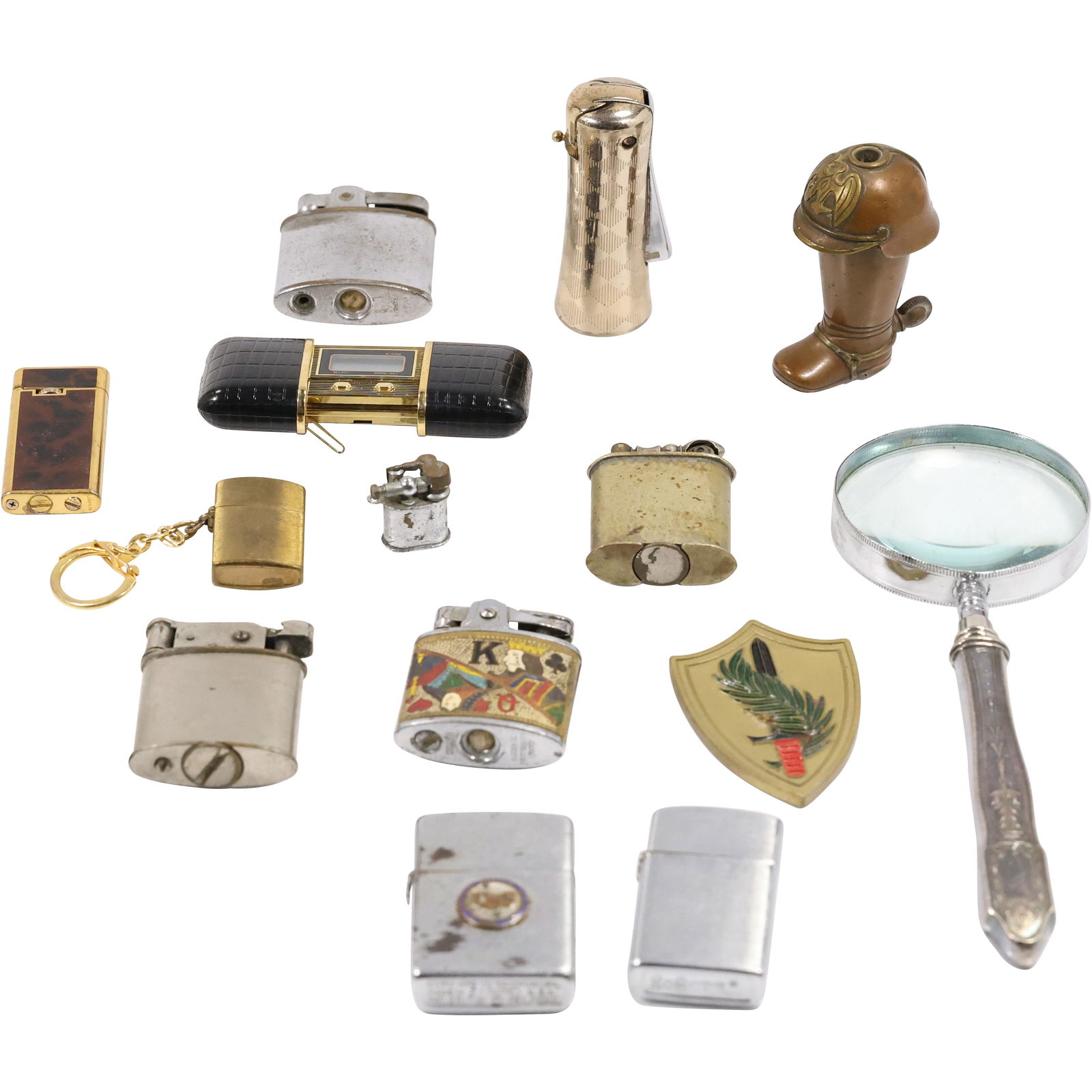 Estate Grouping of 10 Vintage Lighters, Magnify Glass - Variety - SEE PICTURES (1 of 15)