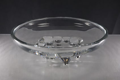 Daum Nancy Crystal Centerpiece Bowl with Conical Feet 11.75 inches diameter