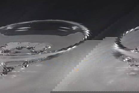 Daum Nancy Crystal Centerpiece Bowl with Conical Feet 11.75 inches diameter: Gorgeous clear crystal bowl with conical, pebble-like feet seamlessly blending into the inside bottom of the bowl. Etched to the foot, Daum, France. size: 3.5h 11.75w s:b