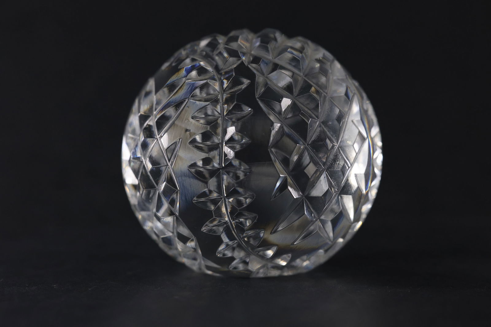 Signed WATERFORD Cut Crystal Glass "Baseball" Paperweight 2.5 inch diameter (1 of 10)