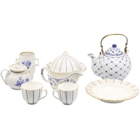 Denmark England Franciscan Blue and White Porcelain Tea Set Assorted Pieces