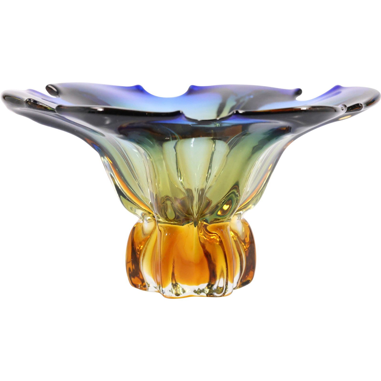 Murano Sommerso Art Glass Pedestal Base Bowl, Multi Colors, 9.75 in. diameter: Murano Sommerso Art Glass Pedestal Base Bowl, Multi Colors, 9.75 in. diameter size: 5h 9.75w S:C