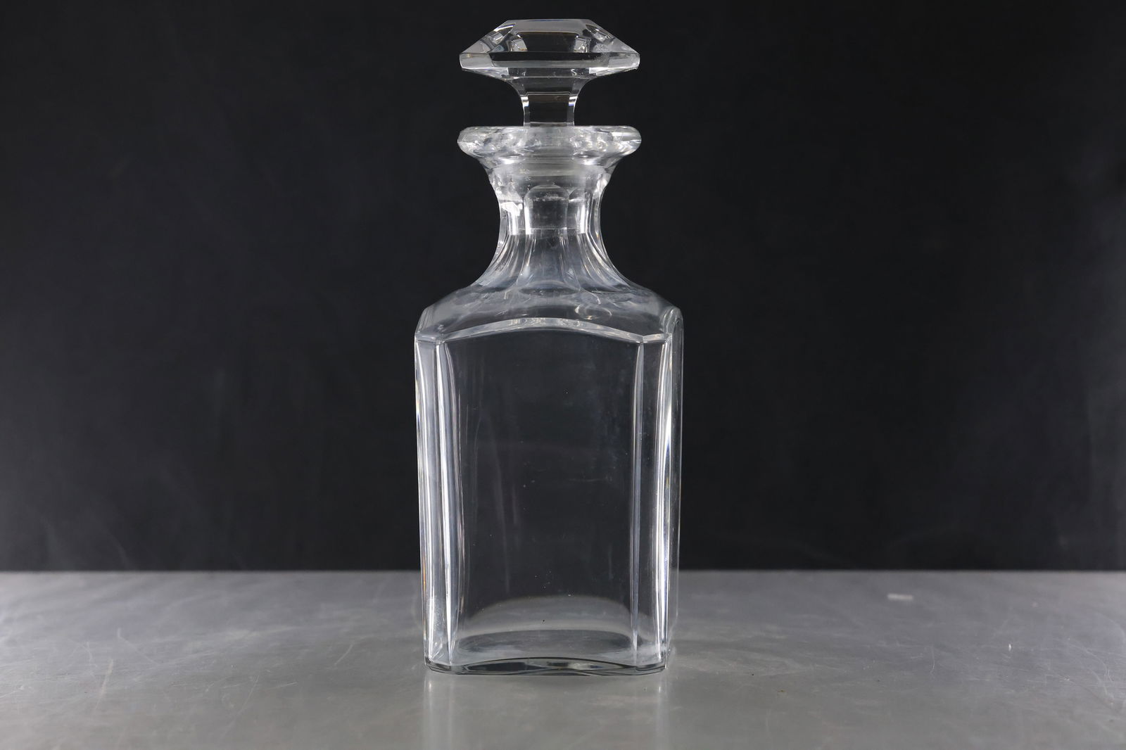 Vintage Baccarat Crystal Perfection Square Whiskey Decanter with Stopper 8.25 in. height: Vintage Baccarat Crystal Perfection Square Whiskey Decanter with Stopper 8.25 in. height. size: 8.25h 3w s:b