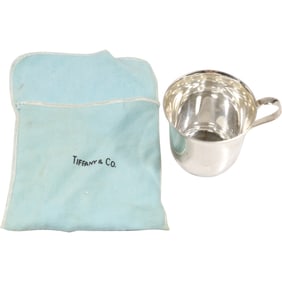 TIFFANY & CO MAKERS Sterling Silver Cup 89.6 grams with fabric pouch