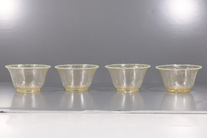 Set of 4 Venetian Art Glass Bowls with Gold Flecks 5 inches diameter