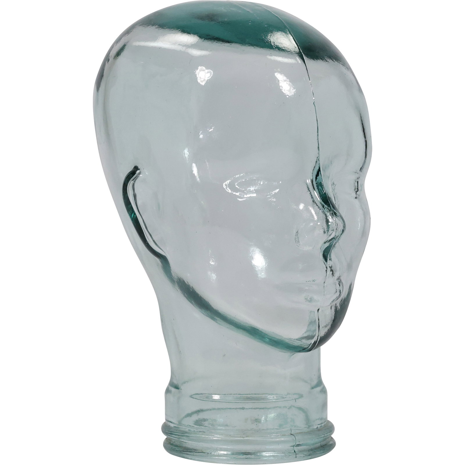 Vintage Glass Mannequin Display Head Tinted Green Color Glass 11 in. height x 6.5 in. wide (1 of 13)