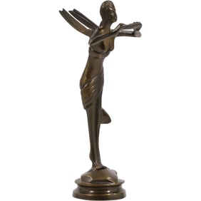 Vintage Fayette the Lute Leaf Fairy Bronze Sculpture 12 inches height , Good Patina