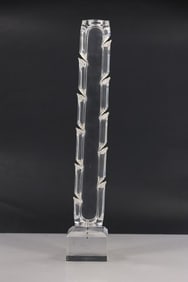 CHARLES HOLLIS ABSTRACT CLEAR LUCITE ART SCULPTURE WITH BASE 20.25 in. height
