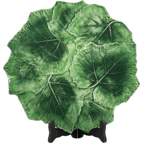 VIETRI Italy Green Glazed Ceramic LEAVES PLATTER 13.5 inches diameter