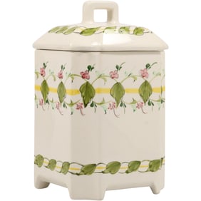 Casafina Portugal Porcelain Hand Painted Canister Jar 11 in. height x 6 in. wide