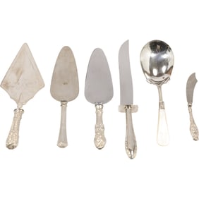6 Assorted Sterling Silver Handled Serving Utensils - See Pictures