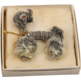 Vintage POODLE DOG PIN Made From Real Dog Hair 3 in. x 3 in.