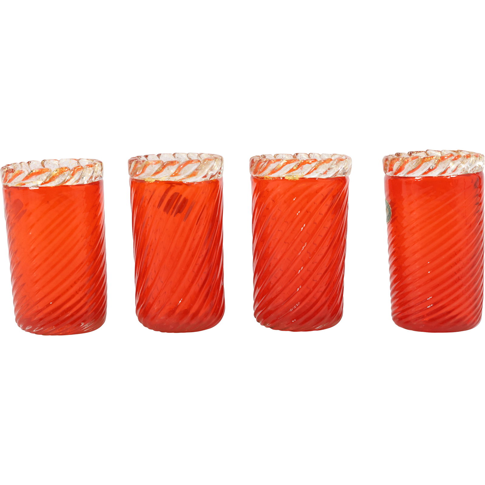 Set of 4 Italian Balboa Ruby Red Tumblers with Gold Fleck Rim (1 of 15)