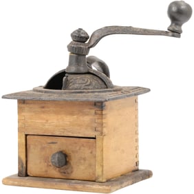 Antique Wood and Iron Coffee  Nut Grinder