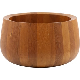 Vintage Dansk Staved Teak Round Salad Fruit Serving Bowl 6.5 in. height x 11 in. wide