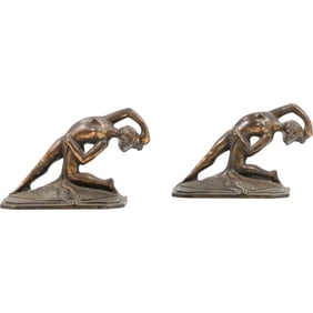 Antique 1930's Art Deco Dancing Nude Female Cast Iron Bookends