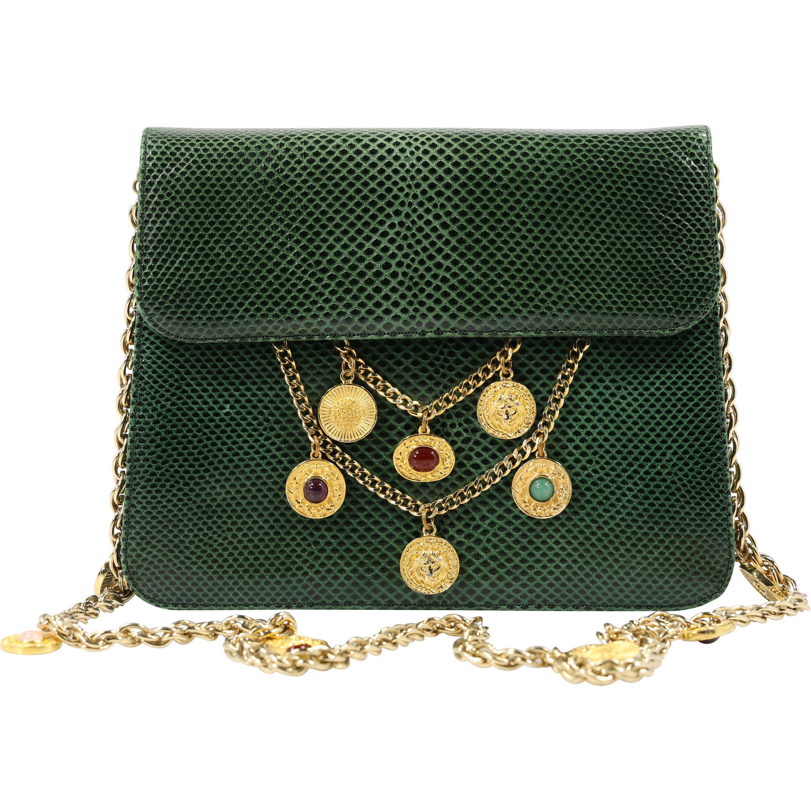 Judith Leiber Green Snakeskin Charm Purse 6.5 in. x 8 in. (1 of 13)