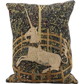4 Assorted Pillows: 2 KILIM Geometric, 1 Needlepoint Elephant, 1 Needlepoint Unicorn