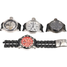 Estate Grouping of 4 INVICTA Wristwatches Needing Bands - See Pictures