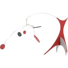 Signed JULIE FRITH Mid Century Modern Red and Black Tabletop Mobile