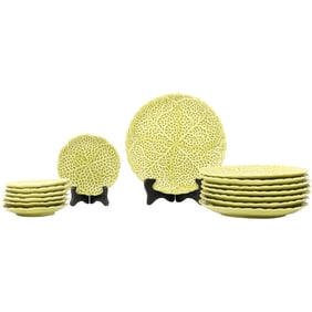 14 Pieces STANGL Yellow Glazed Ceramic CABBAGE PLATES in 2 Sizes