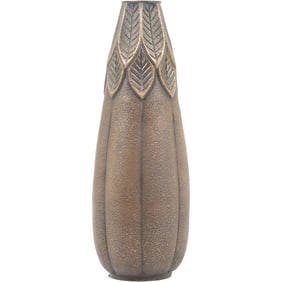 Arts and Crafts Brown Ceramic Eggplant Vase 12 inches height x 4 in. wide