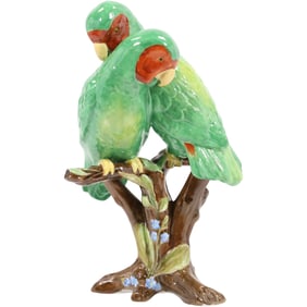 Spode Copeland Fine Porcelain PARROTS on a Branch Statue 7 in. height