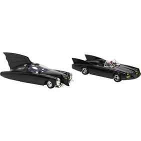 2 Vintage Die Cast BATMOBILES Car Models 9.5 inches length