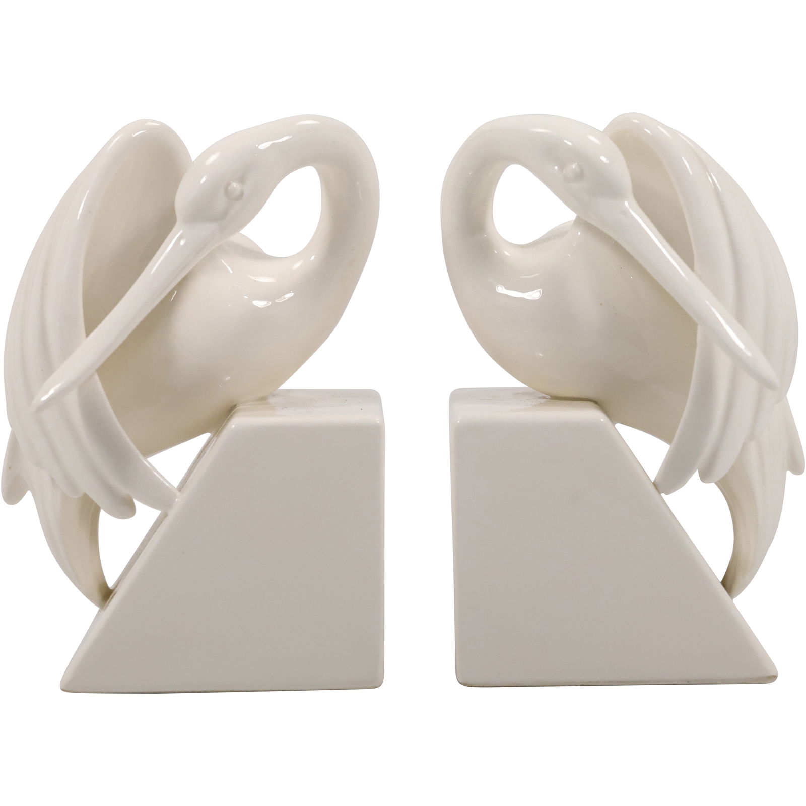 Fitz & Floyd Mid Century Great Egret White Ceramic Bookends. (1 of 18)