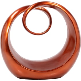 Modern Design Swirly Orange Sculpture in Composition 10.5 in. height x 9.5 in. wide