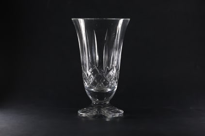 Signed Waterford Crystal Lismore Vase, Flared and Footed, 8.5 in. height x 5 in. wide