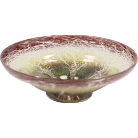 Art Deco IKORA Art Glass Bowl by KARL Wiedmann for WMF Germany 13 inches diameter