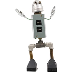 Robot object assemblage Sculpture titled "Horstmann" by Greg Lipenski , 12 in. height