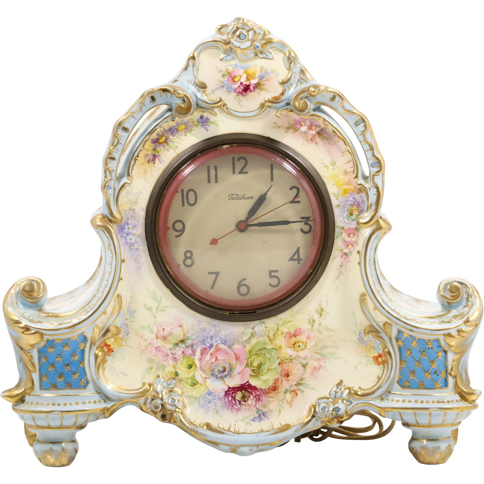 Royal Bonn Porcelain Case Mantle Clock with Replaced Electric Clock 12.25 in. h. x 13.25 in. w. (1 of 16)