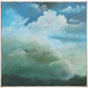 Peggy Matthews, Fine 20th C. Oil on Canvas Painting "Clouds in Sky", Signed