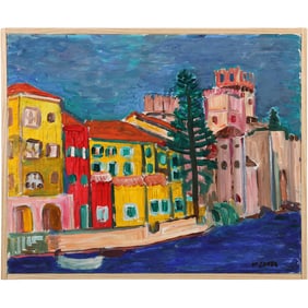 Herman Zuker, b.1959, Polish / American, "Provence Village" Acrylic on Canvas, Signed, Circa 1990