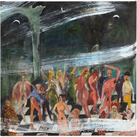 Hamlet Zurita 2000 NYC [New York City], Titled: La Fiesta [Carnaval], Oil on Canvas Painting