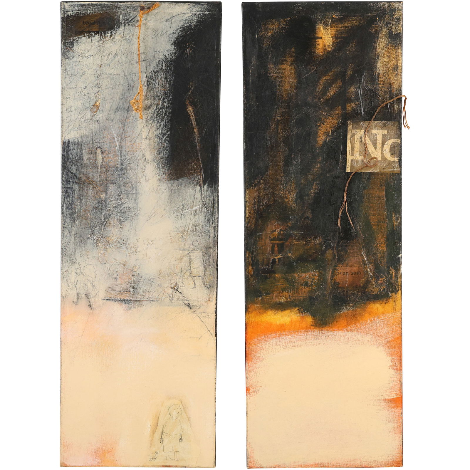 [2] M Centos Katir, 20th C. Oil on Canvas Paintings Abstract Mixed Media Acrylic "Feb. & March" (1 of 20)