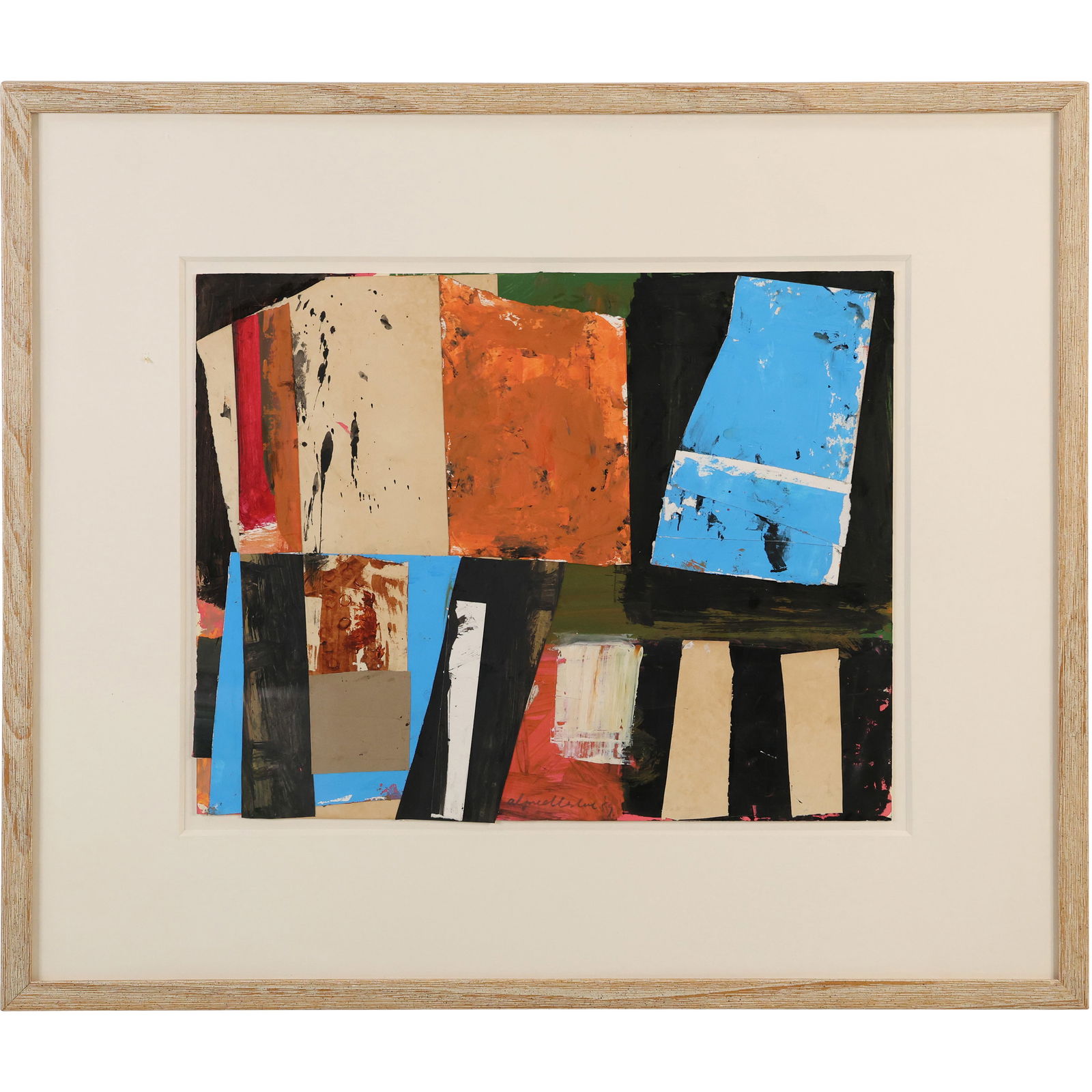 Alfred Leslie [1927-2023] Signed and Dated 1959, Abstract Mixed Media Painting, Attributed to.: Alfred Leslie [1927-2023] Signed and Dated 1959, Abstract Mixed Media Painting, Attributed to. size: 14.5 x 18 outside frame 24 x 27.5 ; ASKart: Alfred Leslie, born in New York City in 1927, began as