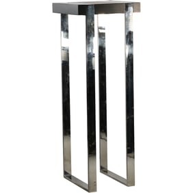 Tall Modern Design Bar Chrome Pedestal Fern Stand with Wood Top 43 in. height x 15.5 in wide