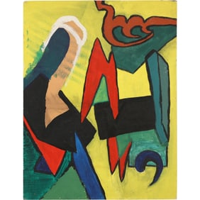 20th C. Oil Painting Colorful Abstract 24 inches x 18 inches