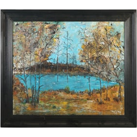 Milton Moss (mid 20th century) was active/lived in New York, "Summer" Lake Landscape Oil/c