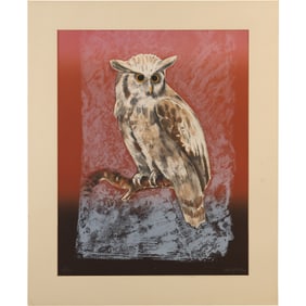 Color Lithograph of an Eastern Screech-Owl, Artist Signed and Numbered 56/130