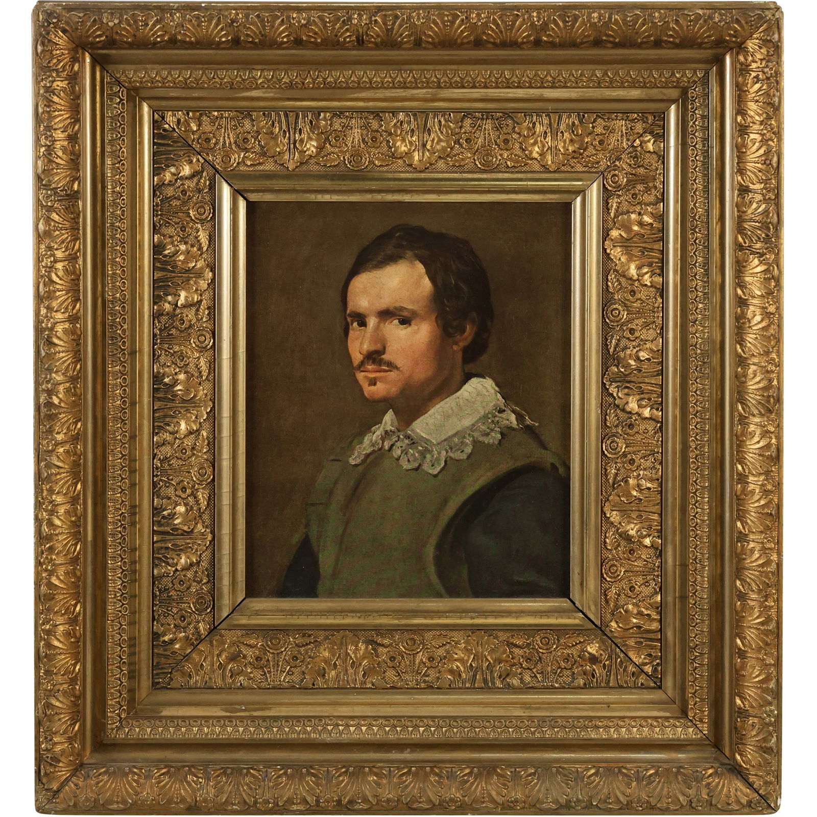 Portrait Of A Young Man OIl Painting Follower Of Diego Velazquez, Fancy 19th C. Gold Frame (1 of 12)
