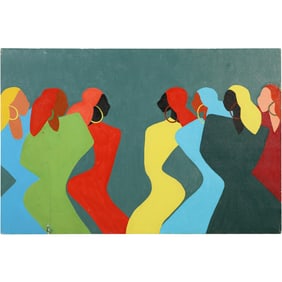 African American Oil on Canvas Painting "Tchokola" by Synthia Saint James. 20 in. x 30 in.
